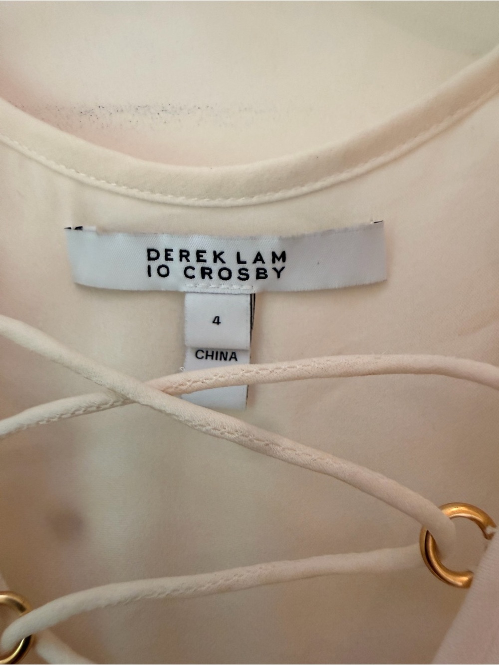 Derek Lam IO Crosby layered silk camisole, lace up V-neck, gold detail, Sz 4 - Picture 3 of 14
